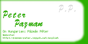 peter pazman business card