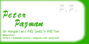 peter pazman business card